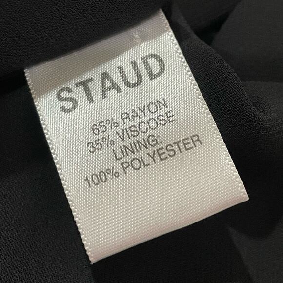 STAUD Milla Puff-Sleeve Midi-Dress - Black Abstract Wave - 4 - Picture 12 of 15